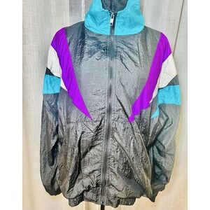 Vtg Breakaway Tracksuit 80s 90s Jacket Large Colorblock Windbreaker Unisex Y2K
